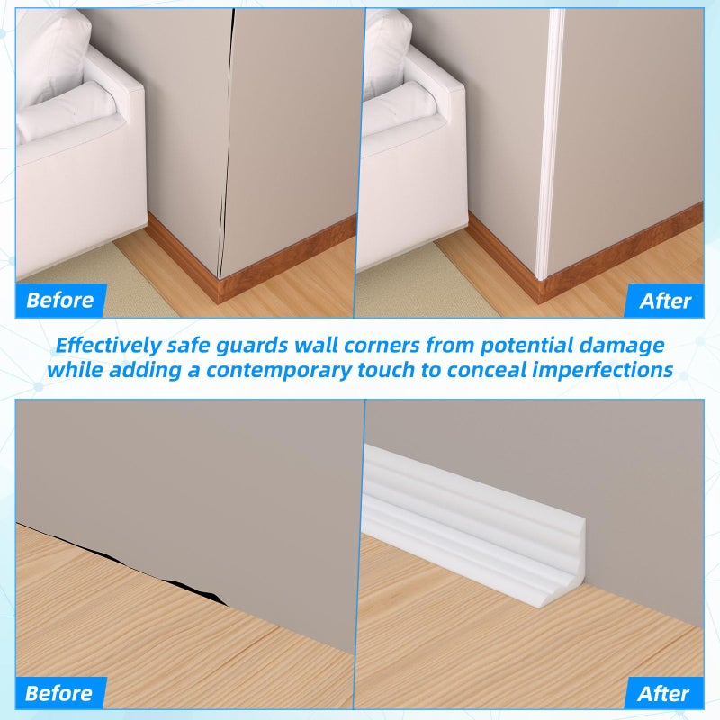Pluden Wall Corner Protector Peel and Stick Corner Trim Molding  Flexible Inside & Outside Wall Edge Protector Guard  1.6In x 20FT Self Adhesive Moulding Trim Strip for Edge Ceiling - Image 5